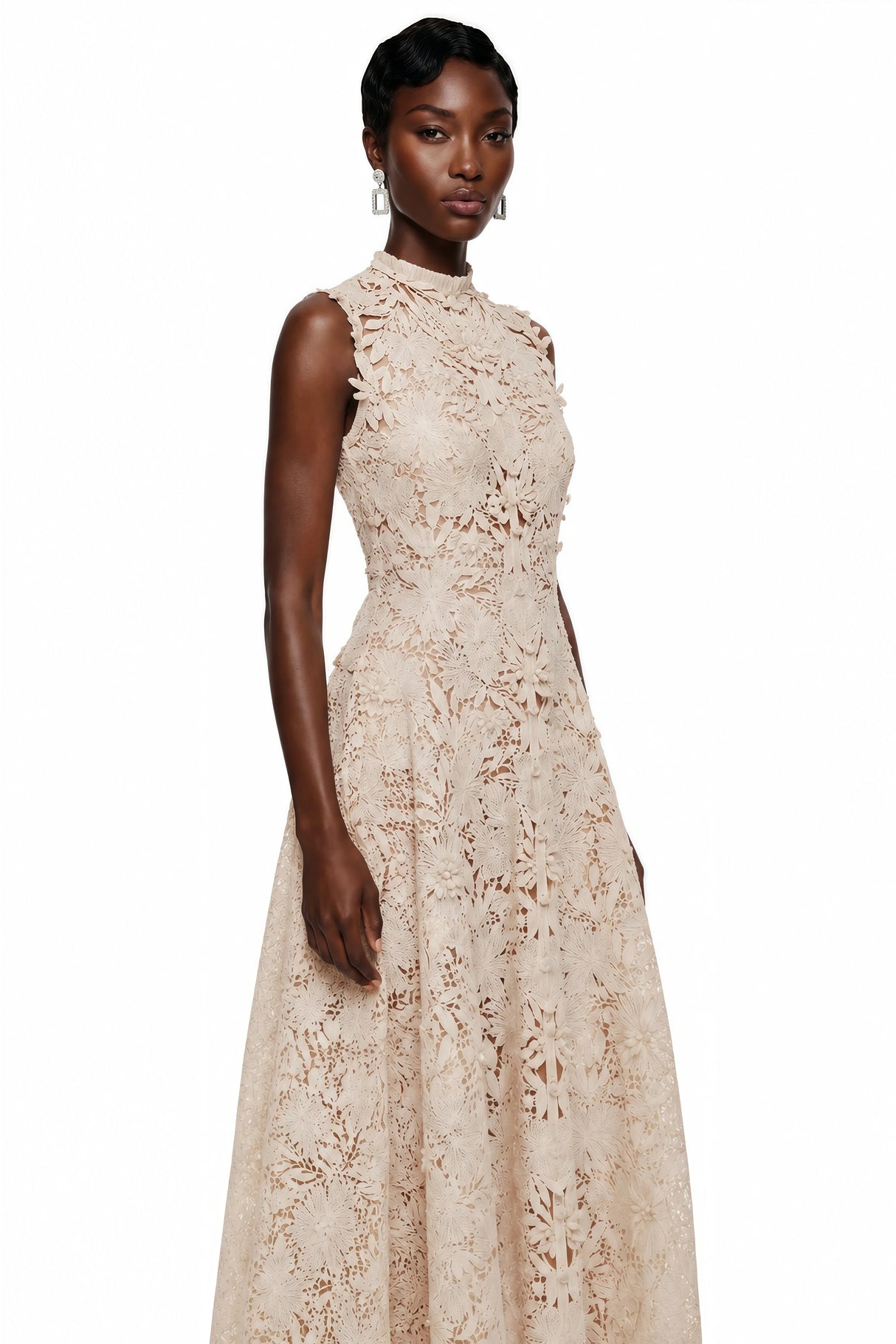 Franziska Neutrals Floral Embroidered Maxi Dress
