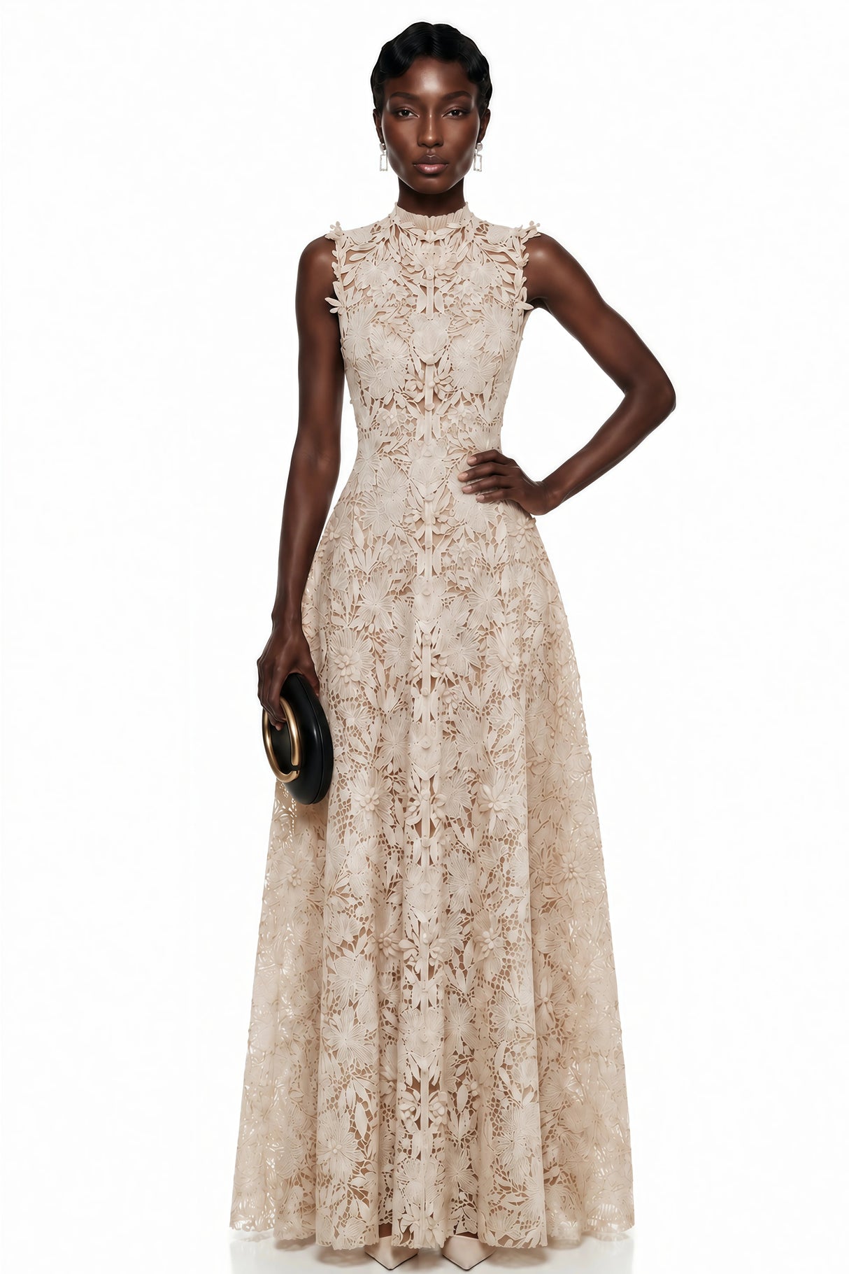 Franziska Neutrals Floral Embroidered Maxi Dress