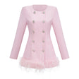Freja Pink Feather Trim Mini Blazer Dress