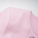 Freja Pink Feather Trim Mini Blazer Dress
