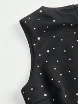 French Luxury DiamondStudded Elegant Waist ALine Dress Modest Clothes For Women SpringSummer