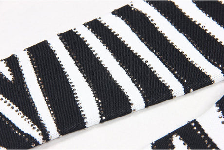 Freya Mini Dress - Bodycon Silhouette - Zebra Stripe Pattern - Long Sleeves - High Neckline - Bold Statement Piece