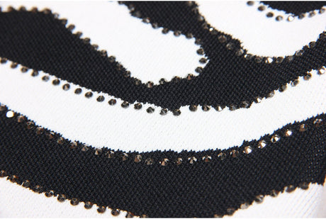 Freya Mini Dress - Bodycon Silhouette - Zebra Stripe Pattern - Long Sleeves - High Neckline - Bold Statement Piece