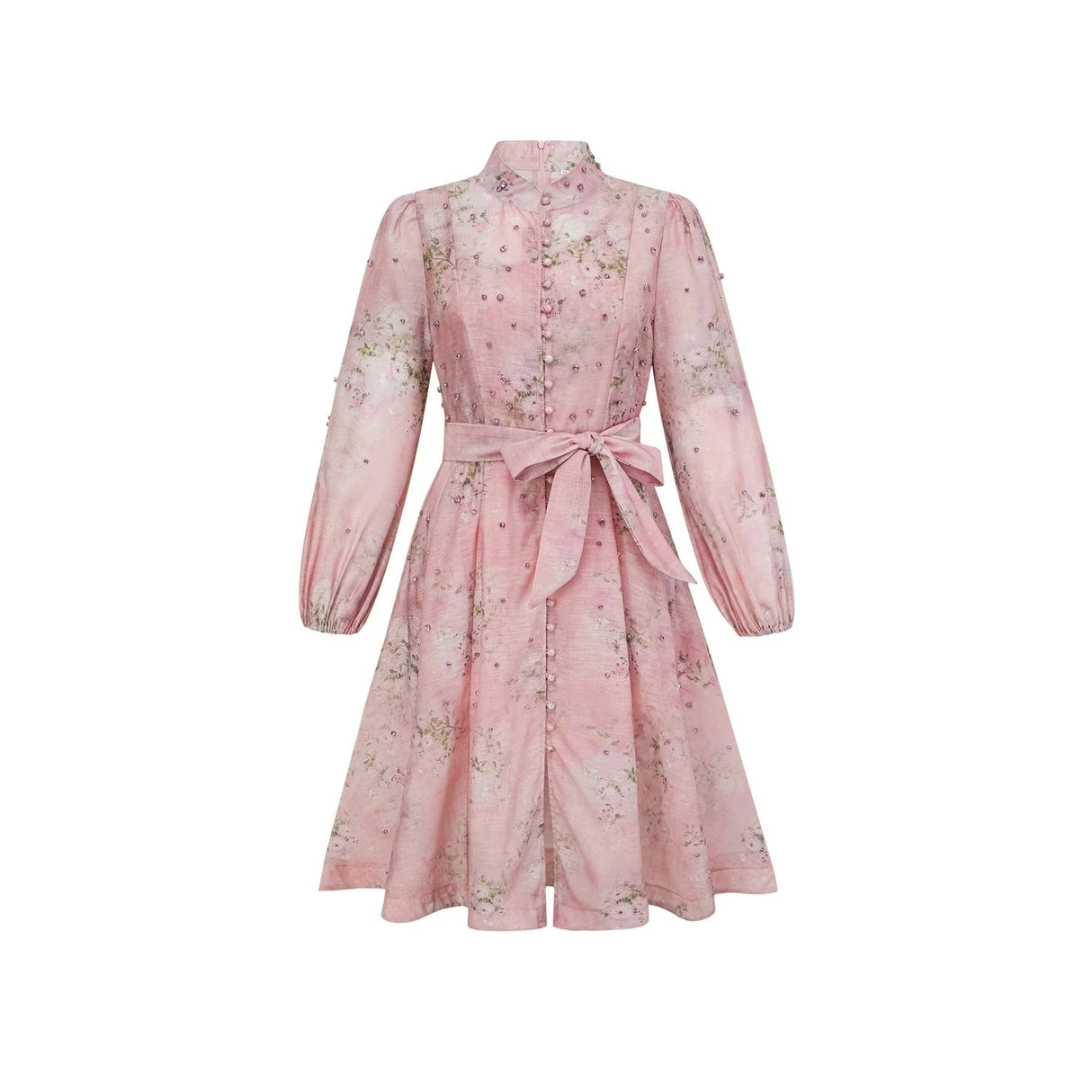 Freya Mini Dress Pink Floral Crystal Embellished