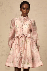 Freya Mini Dress Pink Floral Crystal Embellished