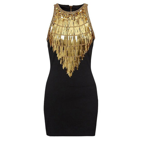 Fringe Dress - Bodycon Silhouette - Statement Dress - Sequin Fringe - Figure - Hugging Fit