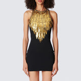 Fringe Dress - Bodycon Silhouette - Statement Dress - Sequin Fringe - Figure - Hugging Fit