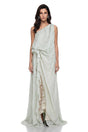 Frusina Green Ruffled Maxi Dress with Lace Panels