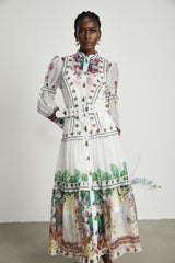 Gabi ruffled floralprint midi dress