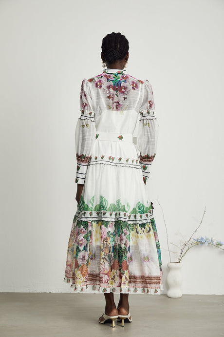 Gabi ruffled floralprint midi dress