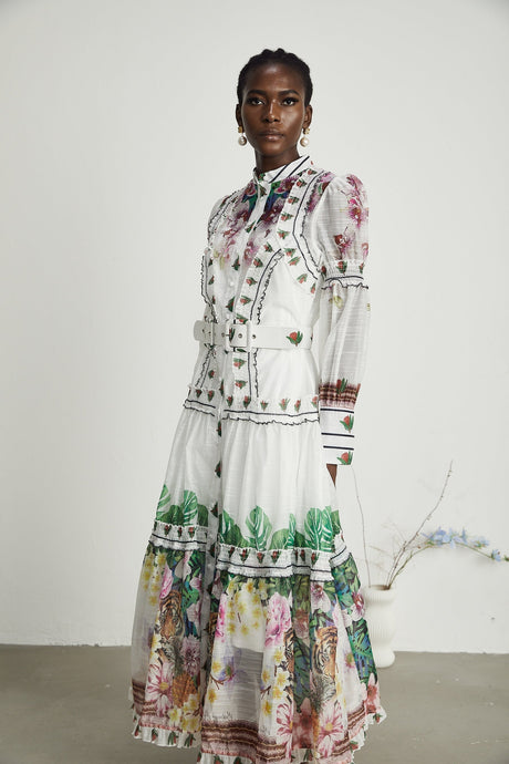 Gabi ruffled floralprint midi dress