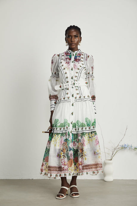 Gabi ruffled floralprint midi dress