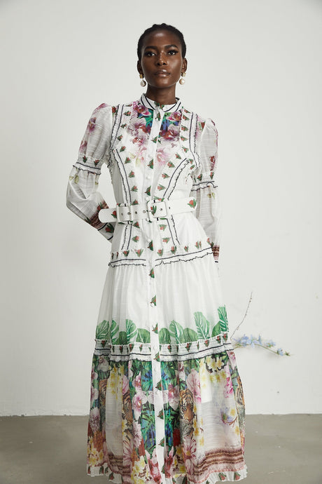 Gabi ruffled floralprint midi dress