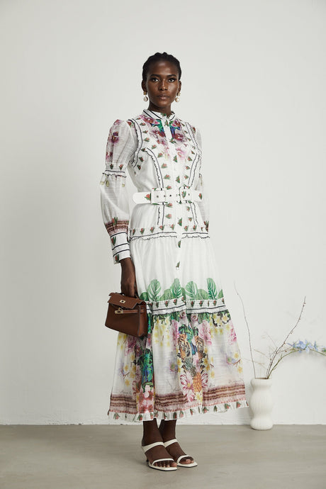 Gabi ruffled floralprint midi dress