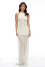 Gabriella Ivory Halterneck Lace Pleated Maxi Dress