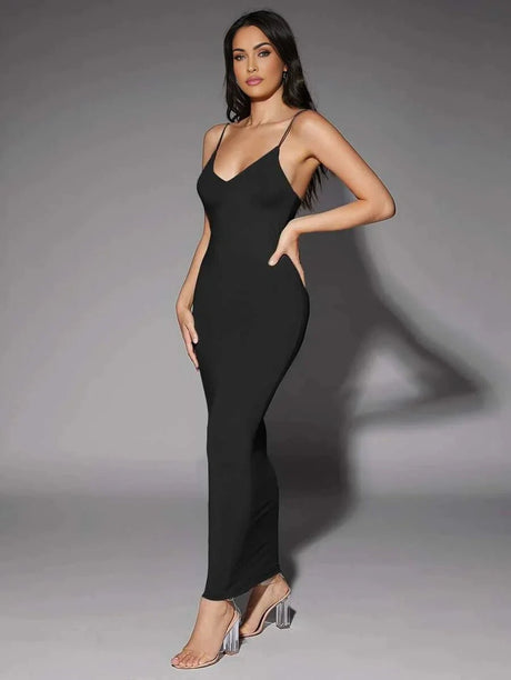Gabriella Maxi Dress - High Stretch Fabric Elasticity - Slim Fit Type - Refined Style - Sleeve Length Sleeveless - Neckline Spaghetti Strap