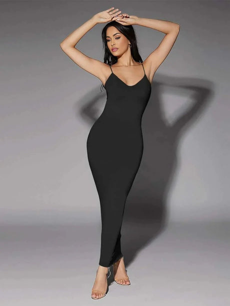 Gabriella Maxi Dress - High Stretch Fabric Elasticity - Slim Fit Type - Refined Style - Sleeve Length Sleeveless - Neckline Spaghetti Strap