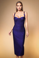 Gabriella Purple Bandage Dress V-neckline Figure Flattering Elegant