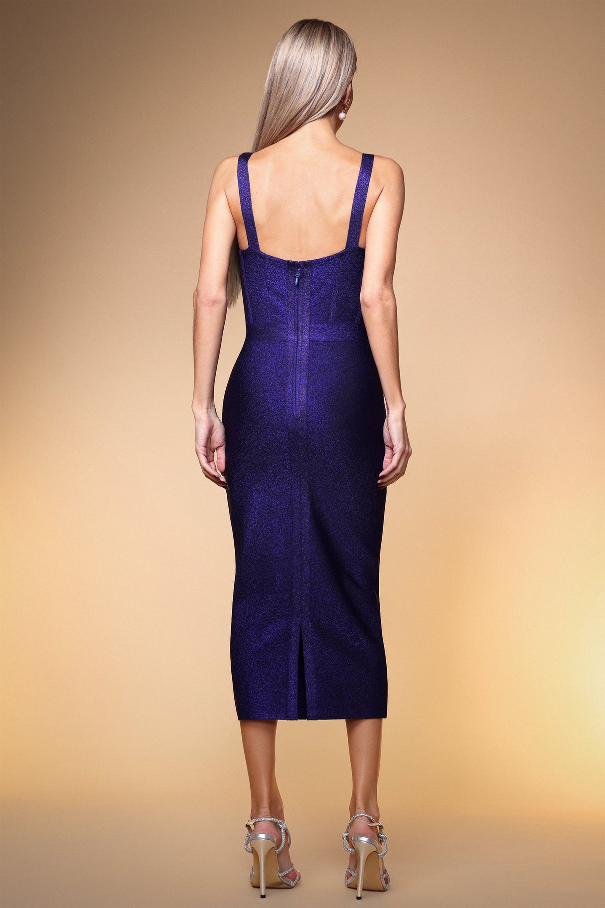 Gabriella Purple Bandage Dress V-Neckline Figure Flattering Elegant Craftsmanship Versatile Stylish