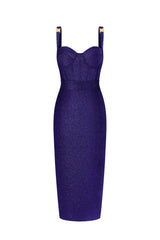 Gabriella Purple Bandage V-Neckline Dress