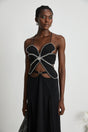 Gabrielle flower crystaltrim top
