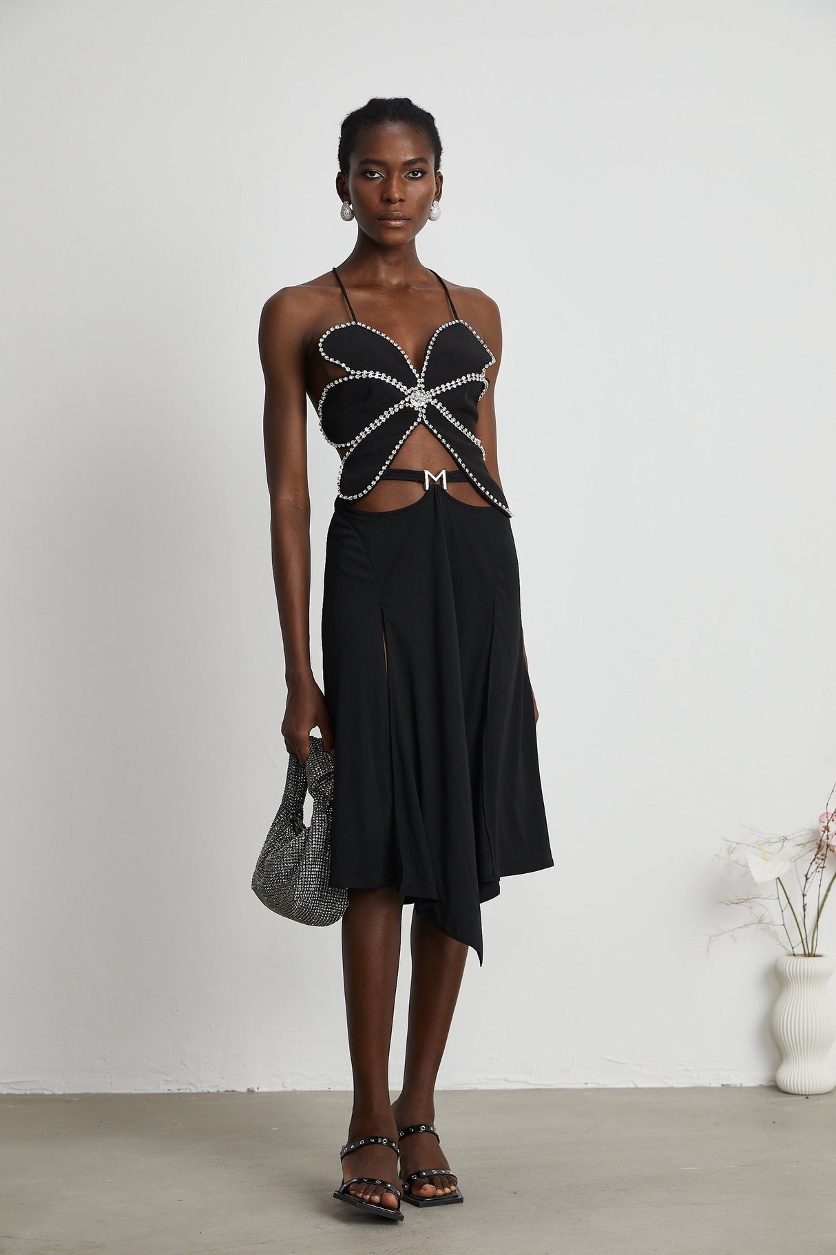 Gabrielle flower crystaltrim top
