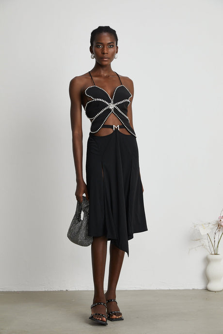 Gabrielle flower crystaltrim top