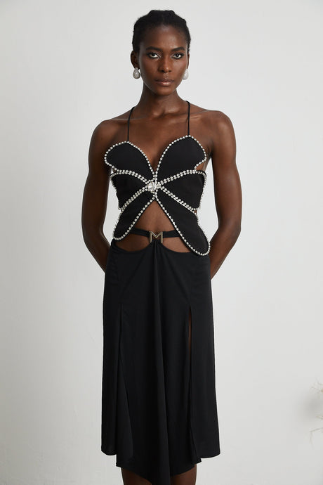 Gabrielle flower crystaltrim top