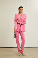 Gabrielle pink cutout jacket  trousers matching set