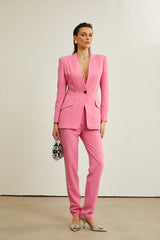 Gabrielle pink cutout jacket  trousers matching set