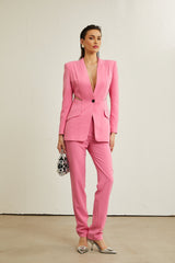 Gabrielle pink cutout jacket  trousers matching set