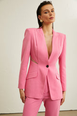 Gabrielle pink cutout jacket  trousers matching set