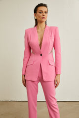 Gabrielle pink cutout jacket  trousers matching set