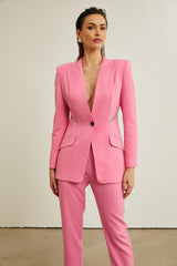 Gabrielle pink cutout jacket  trousers matching set