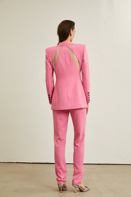 Gabrielle pink cutout jacket  trousers matching set