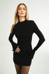 Gaëlle black embellished longsleeved dress