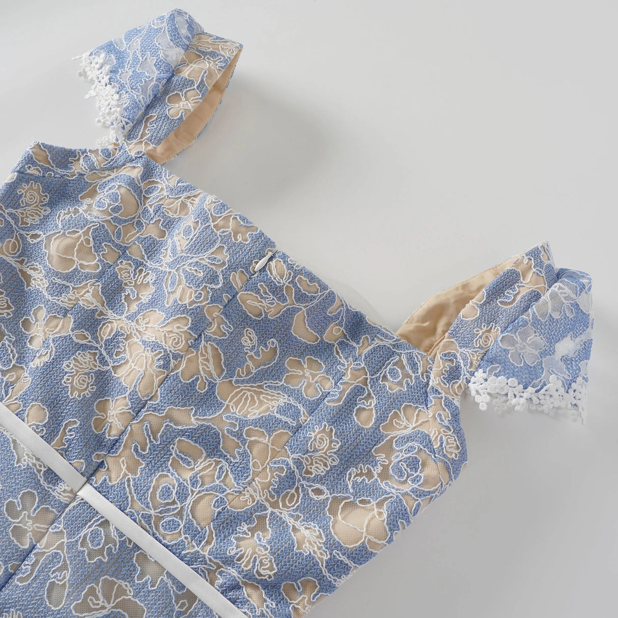 Gaëlle Blue Floral Embroidered Midi Dress
