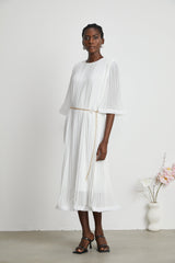 Gaëlle flaredsleeve pleated midi dress