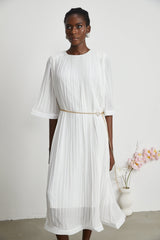 Gaëlle flaredsleeve pleated midi dress
