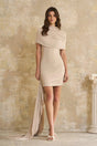 Gaëlle Neutrals Capedesign Ruched Fitted Mini Dress