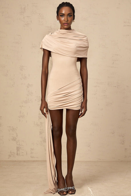 Gaëlle neutrals capedesign ruched fitted mini dress