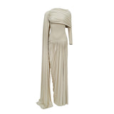 Gaëlle Neutrals Ribbondesign Draped Maxi Dress