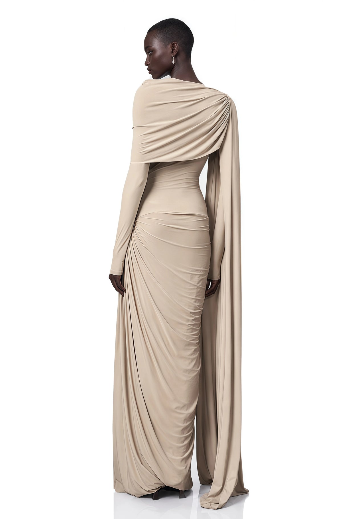 Gaëlle Neutrals Ribbondesign Draped Maxi Dress