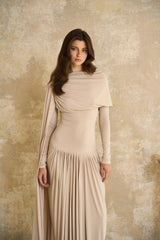 Gaëlle Neutrals Ribbondesign Draped Maxi Dress