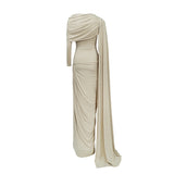 Gaëlle Neutrals Ribbondesign Draped Maxi Dress