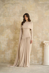 Gaëlle Neutrals Ribbondesign Draped Maxi Dress
