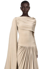 Gaëlle Neutrals Ribbondesign Draped Maxi Dress