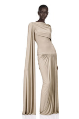 Gaëlle Neutrals Ribbondesign Draped Maxi Dress