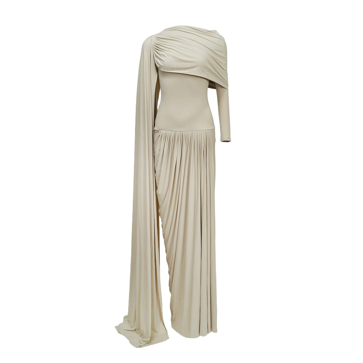 Gaëlle Neutrals Ribbondesign Draped Maxi Dress