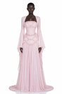 Gaëlle Pink Fauxpearlembellished Pleated Maxi Dress